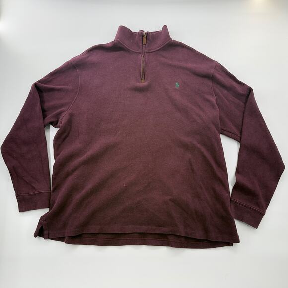 Polo Ralph Lauren Quarter Zip Pullover XXL Burgundy Cotton Knit Sweater - Picture 1 of 6